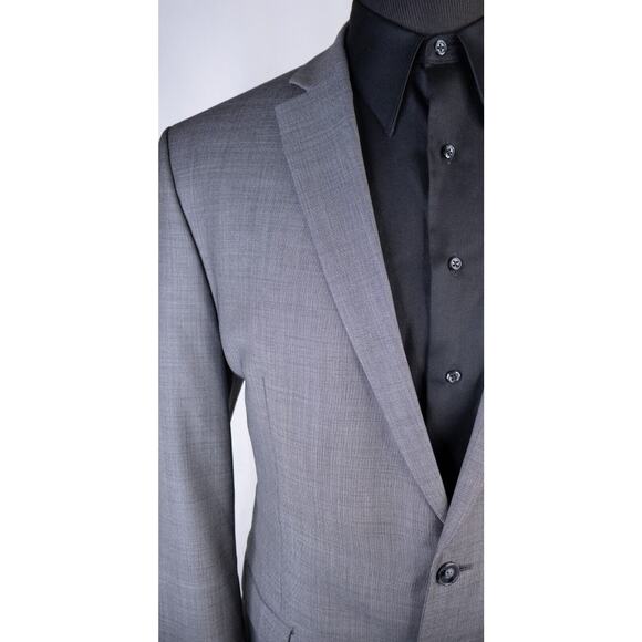 Calvin Klein SLIM Fit 42L Gray Sport Coat Suit Blazer Jacket Solid Sz Two Button - Picture 6 of 14